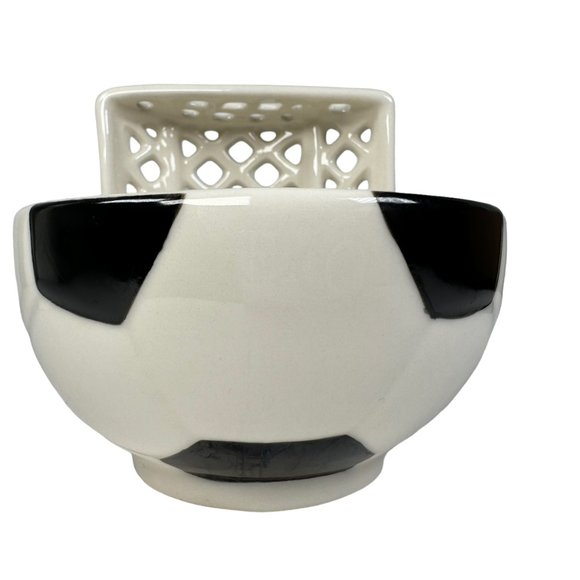 3D Soccer Ball & Net Mug Dish Coffee Cup Soup Bowl Maxi's Creations White Black - Picture 3 of 12